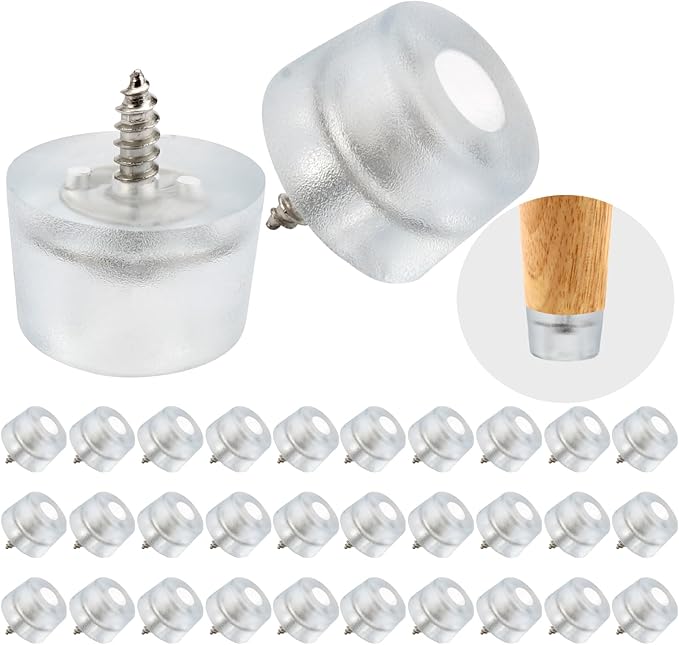Set Mit 32 Stuhlgleitern, Transparente Gummifüße Für Möbel Rutschfeste Gummifüße Zum Anschrauben, Gummifüße Für Schneidebretter Mit Edelstahlschrauben Für Möbel Und Stühle