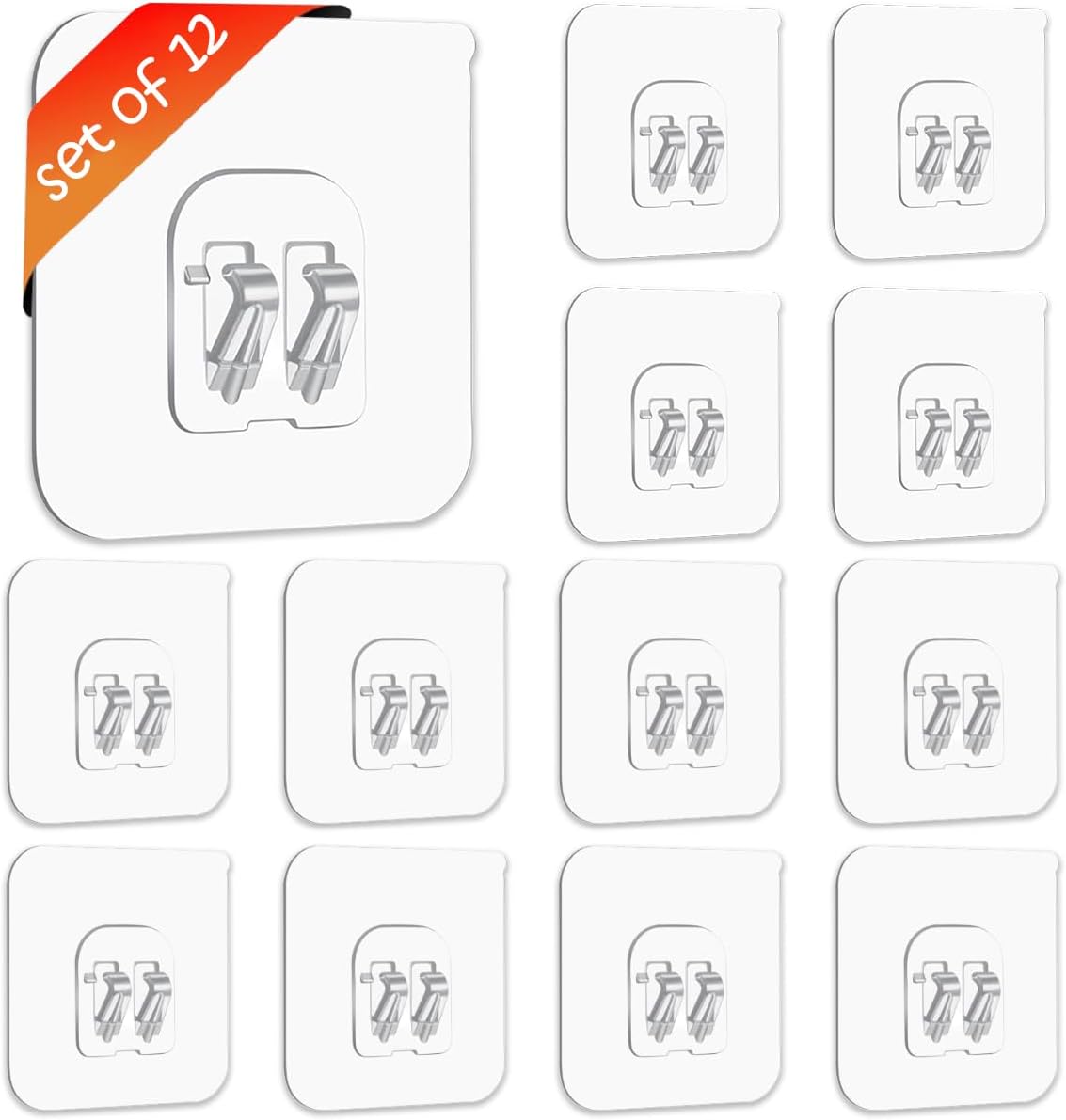 Selbstklebende Wandhaken, 12er-packung, Ersatzhaken Für Duschablagen (5 Kg), Transparente Klebehaken Für Körbe, Seifenschalen Und Eckduschablagen Im Badezimmer