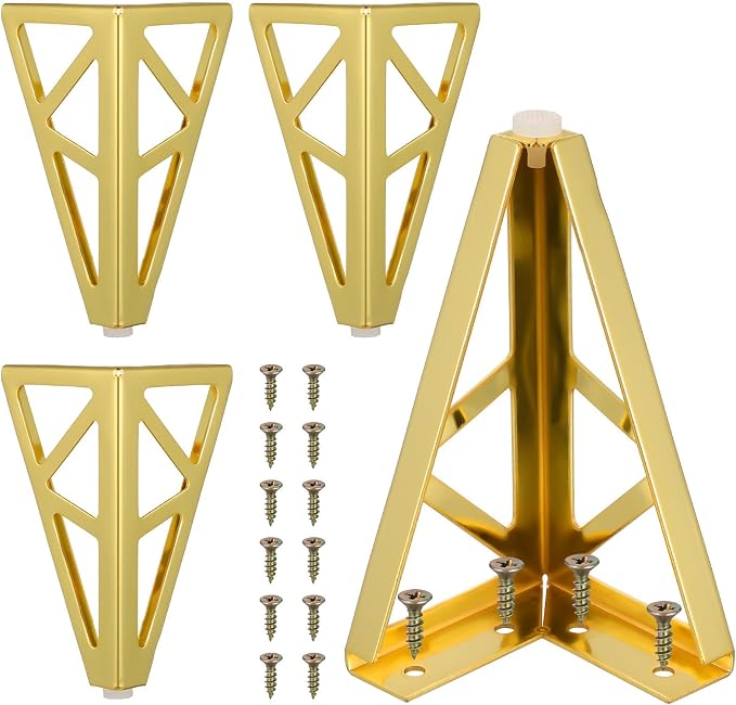 Coheali 4er-set Goldene Metall-möbelbeine Für Sofa Und Bank, Robuste Konstruktion Aus Kaltgewalztem Stahl, Einfache Montage, Elegantes Und Minimalistisches Design