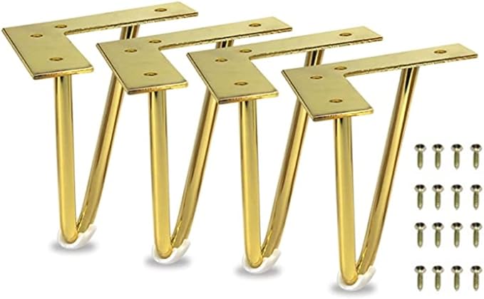 Natureman Set Mit 4 Robusten Metallmöbelbeinen Inklusive Schrauben Für Schrank, Tisch, Sofa, Tv-ständer, Kommode (15,2 Cm, Gold)