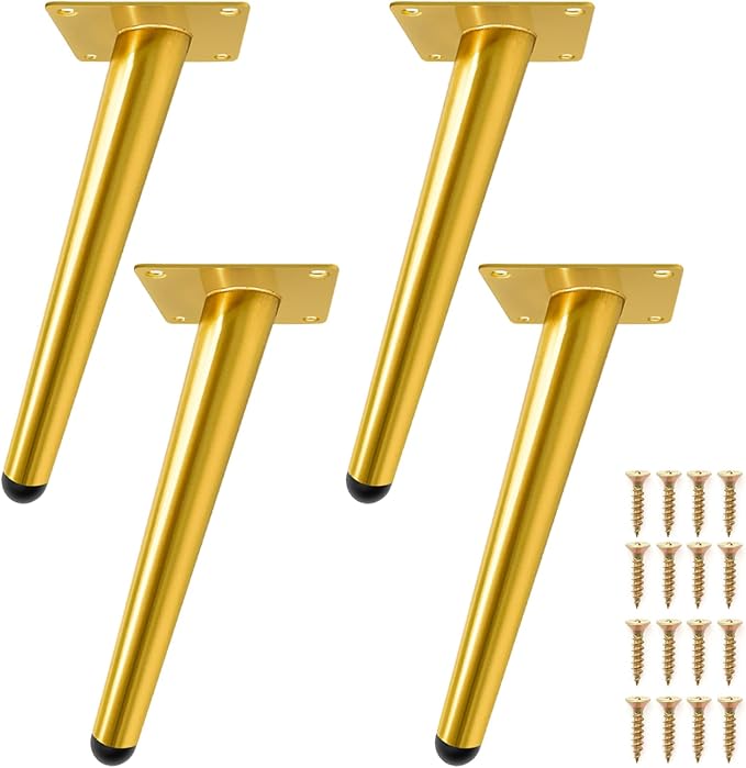 Stück 20 Cm Möbelbeine, Goldfarbene, Abgewinkelte Tischbeine Aus Metall, Robuste Tischbeine, Sofabeine Zum Ersetzen Oder Anpassen Der Höhe Von Nachttischen, Sofas, Tv-ständern, Sesseln Usw.