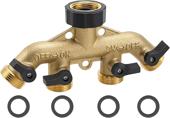 4-wege-wasserverteiler – 3/4"-wasseranschluss – Massives Messing – Mit Einzelventilen – Für Bewässerungsanlagen/schläuche