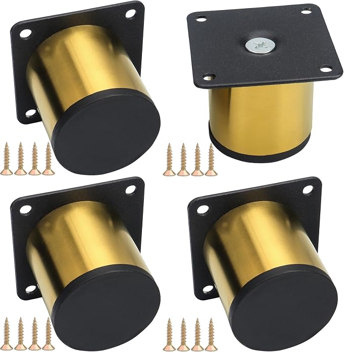 Runde Metallmöbelfüße (5 Cm), Sofabeine Aus Edelstahl Mit Befestigungsschrauben Für Bett, Nachttisch, Kleiderschrank, Büroarbeitsplatz (gold, 5 Cm)