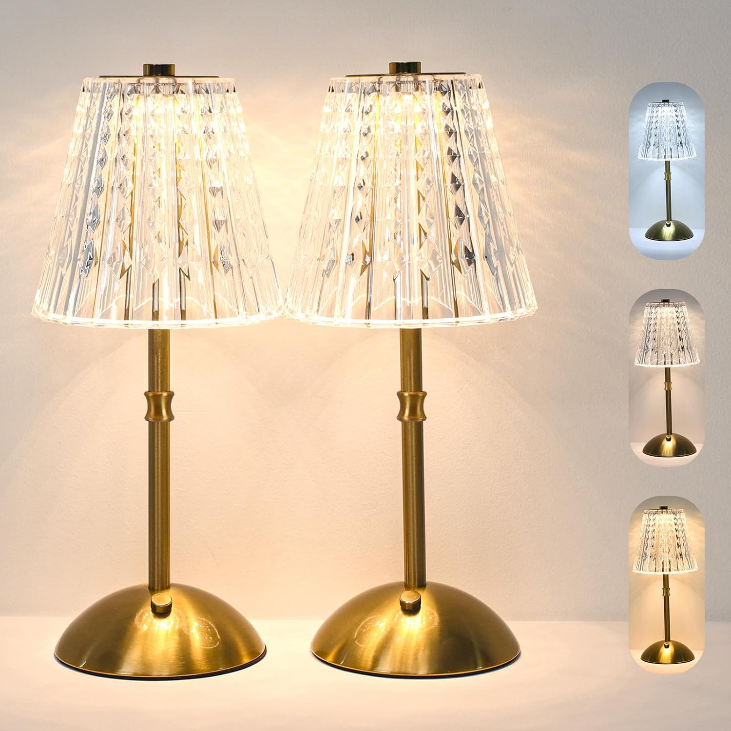 Kabellose, Wiederaufladbare Tischlampe, Betrieben Mit Einem 3600 Mah Akku, Kleine Kristalllampe, Ideal Als Dekoratives Geschenk Für Schlafzimmer/küche/zuhause (vintage-stil).