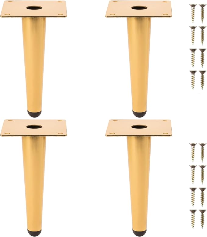 4-teiliges Möbelbein-set, Vertikal Konische Tischbeine, Sofabeine, Metall-schrankbeine Für Kleiderschrank, Stuhl, Tisch (15 Cm Hoch, Gold)