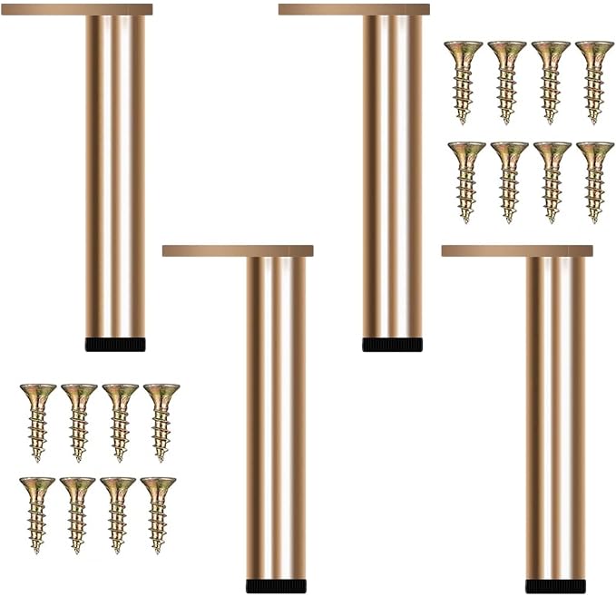 4 Verstellbare Möbelbeine Aus Goldfarbenem Metall, Moderne Sofabeine, Ersatzbeine Für Couchtisch, Tv-ständer, Badezimmerschrank, Bett, Inklusive Schrauben + Rutschfester Unterseite + Höhenverstellbar