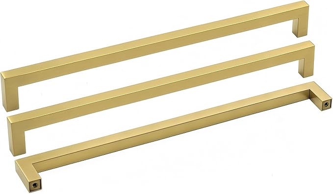 Goldenwarm 5er-set Goldene Schrankgriffe, 320 Mm Lochabstand, Küchengriffe Glatte, Kantenfreie Oberfläche Für Sichere Handhabung Hohlprofil Aus Robustem Edelstahl Modernes, Quadratisches Design