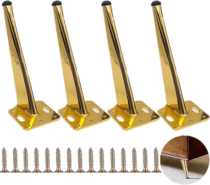4 Goldene Metall-möbelbeine, Moderne Sofabeine, 18 Cm Hohe Beine Für Couchtisch, Tv-ständer, Badezimmerschrank, Inklusive Schrauben, Bodenschonern Und Geräuscharmer, Rutschfester Unterseite