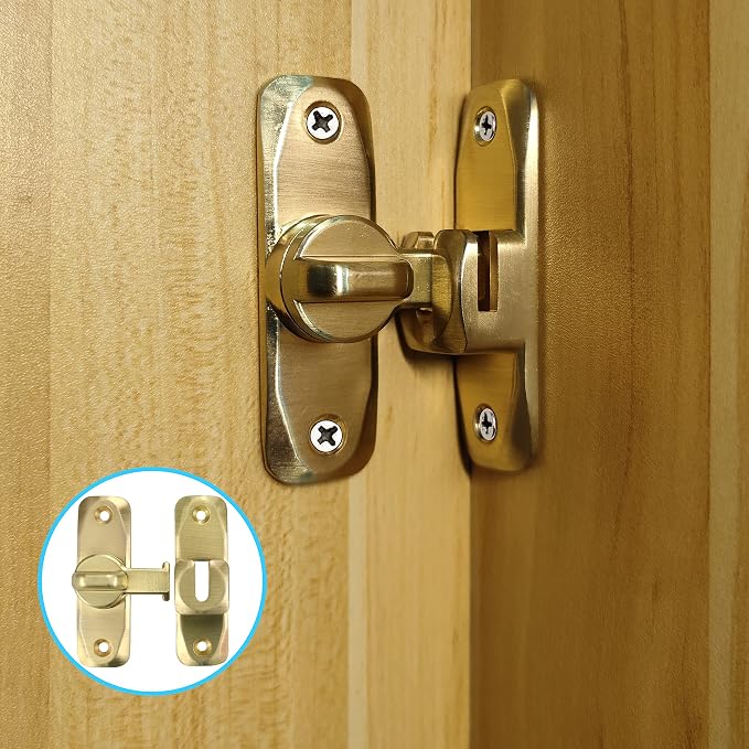 Set Mit 2 Kleinen 90-grad-schiebetürschlössern Für Innentüren, Vintage-doppeltürriegel Für Küche, Schlafzimmer, Arbeitszimmer, Badezimmer, Kleiderschrank (gold)