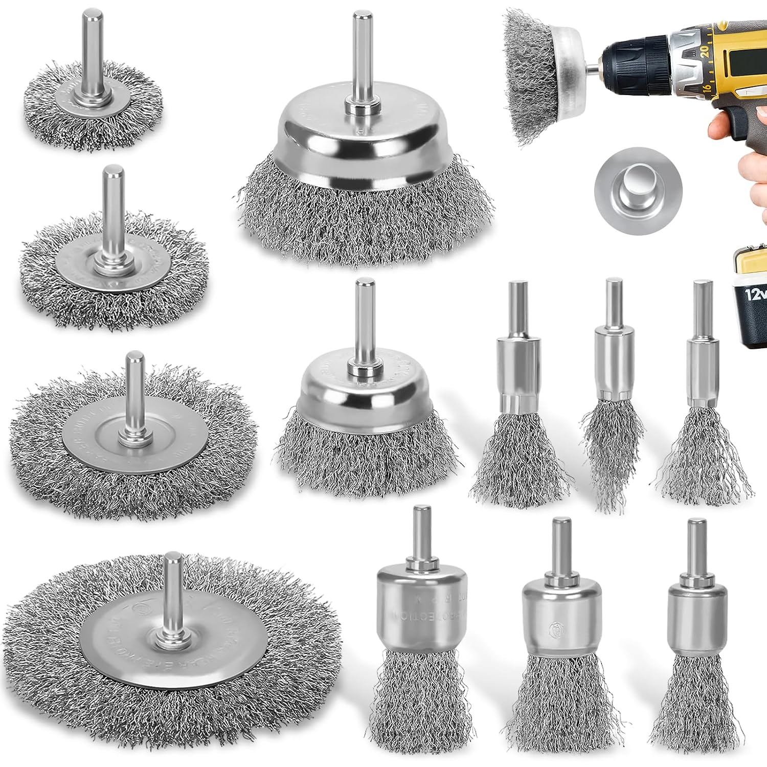 Set Mit 12 Messingdrahtbürsten Für 1/4"-bohrer, Trennscheiben Und Bürsten, Perfekt Zum Entfernen Von Rost, Entgraten Und Polieren Von Metallen