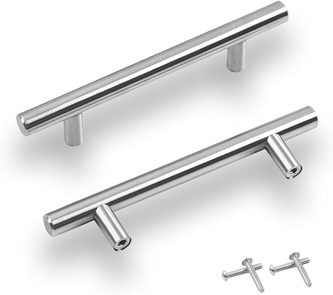 2 Stück Silberfarbene, Gebürstete Stahl-küchenschrankgriffe (t-griffe) Für Schranktüren Mit 160 Mm Lochabstand, Geeignet Für Schubladen, Küchenmöbel, Wohnaccessoires, Kleiderschränke Und Badezimmer.