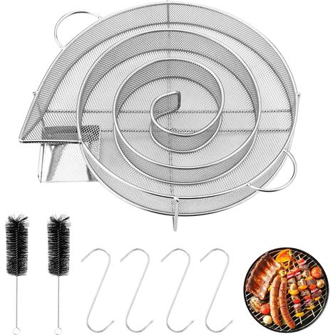 Kaltrauchgenerator Aus Edelstahl, 22 X 20 X 4,5 Cm – 4 Fleischhaken Und 2 Bürsten – Zum Grillen Und Kalträuchern