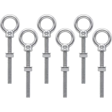 Packung Mit 6 M6-ringschrauben, Edelstahl 304, 91 Mm Lang, Geeignet Für Baustellen Und Den Außeneinsatz.