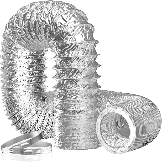 Hon&guan 200 Mm 5 M Flexibler Lüftungsschlauch, Dunstabzugshaubenschlauch Aus Aluminiumfolie, Abluftrohr Für Badezimmer, Küche, Wäschetrockner