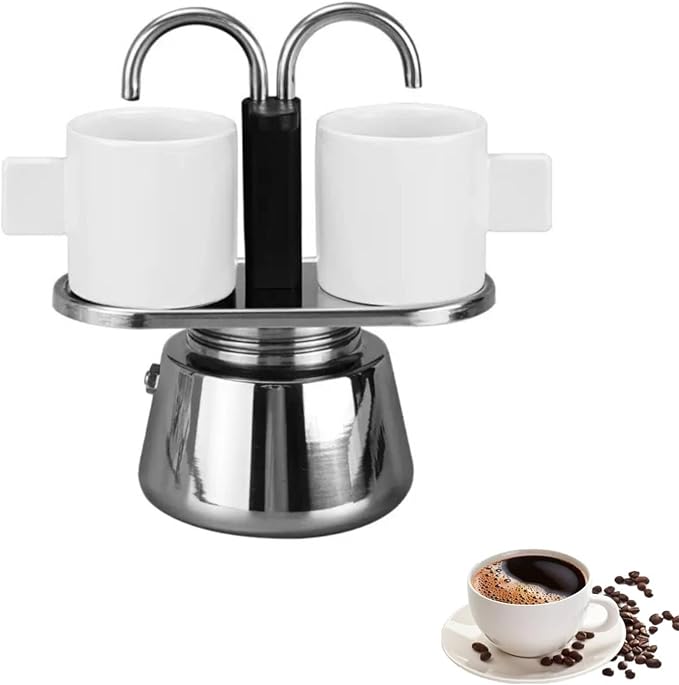 Mini-espressomaschine Für 2 Tassen, 100-ml-mini-mokakanne Aus Edelstahl, Doppelrohr-espressokanne Für Den Herd
