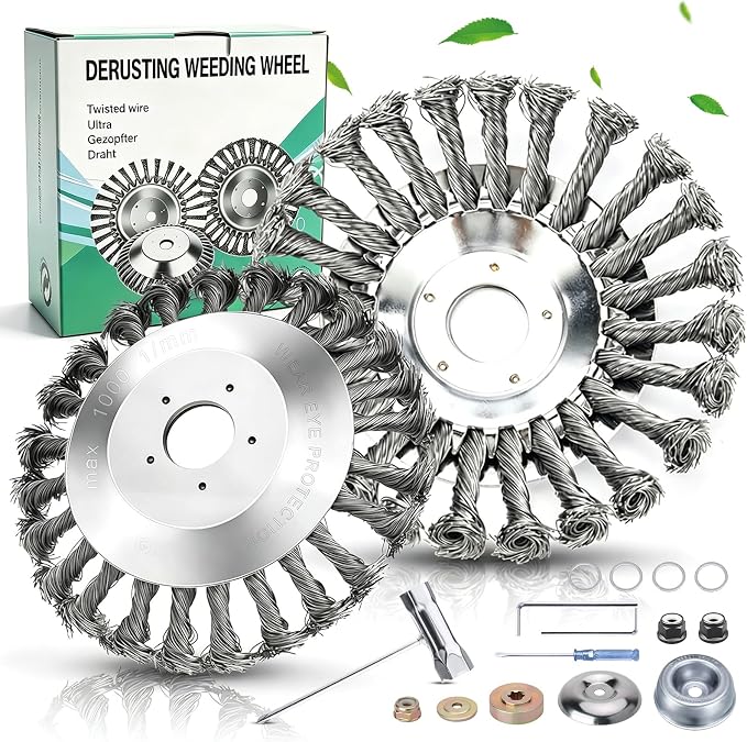 Set Mit 2 Universal-freischneiderköpfen, 6+8 Zoll Stahldraht-freischneider, 25,4 Mm Bohrung, Unkrautbürste Für Unkraut, Moos Und Gartenarbeit