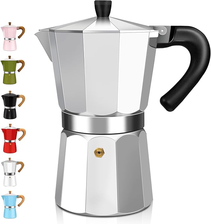 Espressokanne Aus Aluminium Für 2 Tassen, Ideal Für Den Herd, Mit 100 Ml Inhalt (3,3 Oz). Perfekt Für Die Zubereitung Von Italienischem Und Kubanischem Mokka.