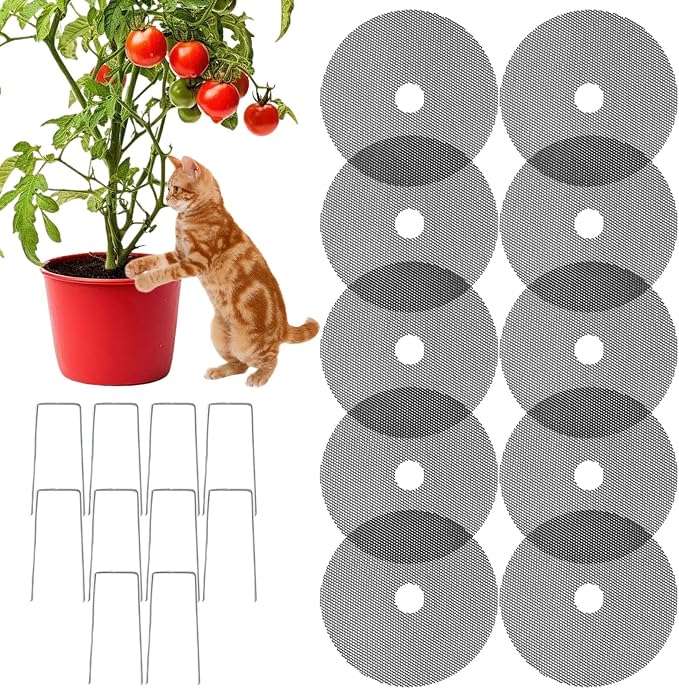 Set Mit 10 Zuschneidbaren Schutzgittern Mit Heringen – Bodenschutz Für Gartenpflanzen Vor Tieren – Für Hunde, Katzen, Haustiere, Eichhörnchen, Kätzchen