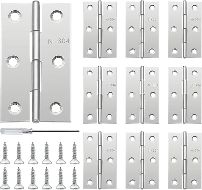 Anstore 10 Falttürscharniere 66x42x1mm Silber Edelstahl Klavierscharniere Mit 60 Schrauben 15x3mm, Scharniere Für Türen, Fenster Und Möbel