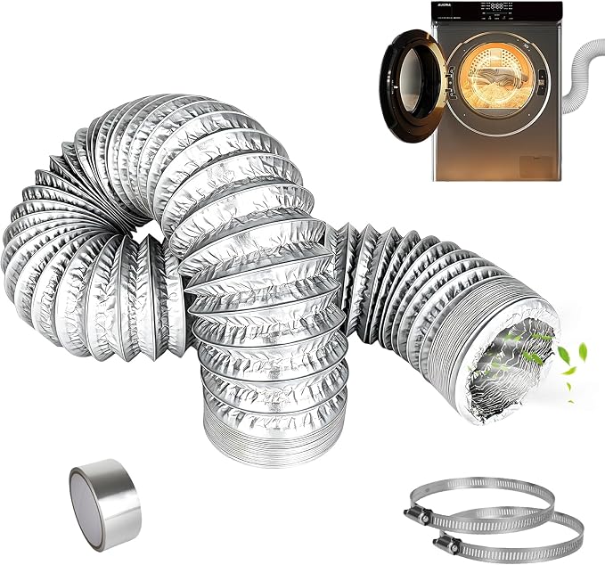 100-mm-abluftschlauch, 2,5 M Länge, Flexibler, Pvc-beschichteter Aluminiumschlauch Mit 2 Edelstahlklemmen Und 2 M Klebeband Für Klimaanlagen Und Dunstabzugshauben.