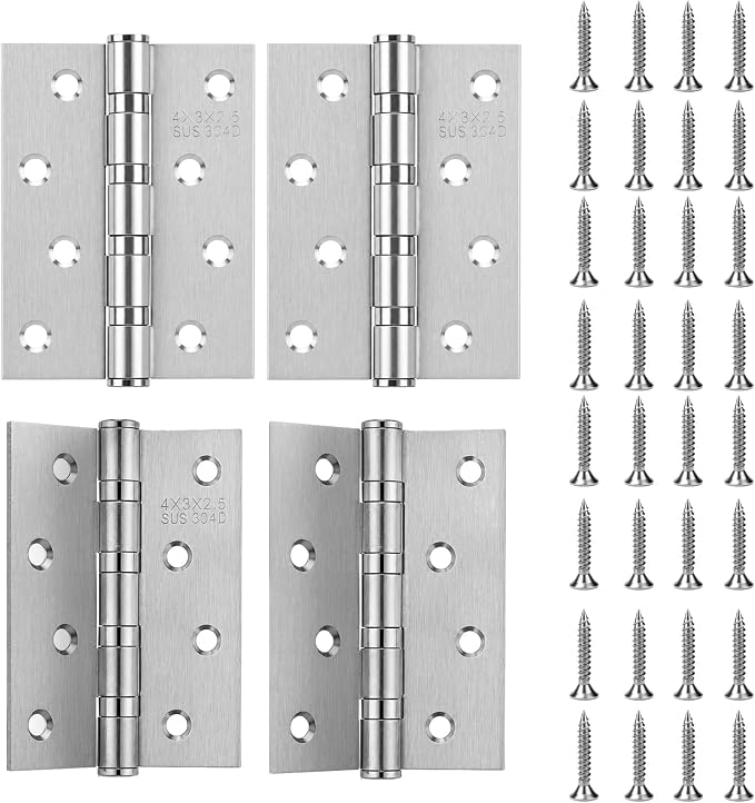 Set Mit 4 Türbändern (100 X 75 X 2,5 Mm), Robuste Edelstahlbänder Für Massivholztüren Und Gartentore, Geeignet Für Den Innen- Und Außenbereich, Silberfarben