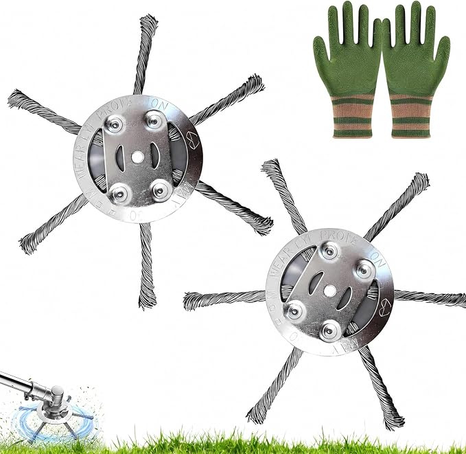 Set Mit 2 Unkrautbürsten Aus 5,5 Mm Stahldraht Für Freischneider Und Trimmer, Unkrautbürste Aus Metall, Professioneller Unkrautkopf Für Gartenwege Und Pflasterflächen