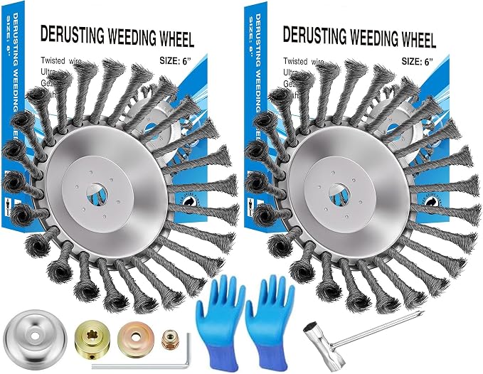 2-teiliges Drahttrimmer-bürstenset, Professionelle Unkrautbürste Für Freischneider, 25,4 Mm Durchmesser, Für Wildgras, Zur Effektiven Moosentfernung, 15,2 Cm (6 Zoll)