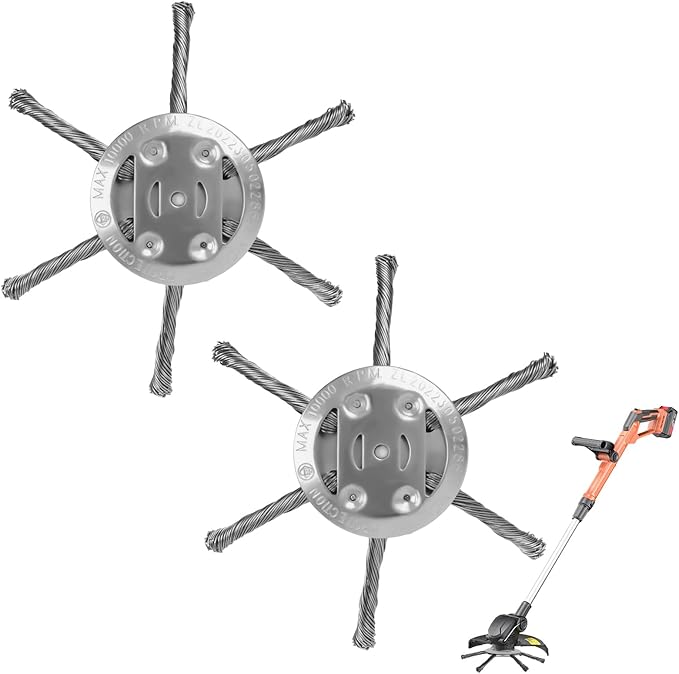 Offcup Universal-freischneiderkopf, Professionelle Unkrautbürste, Freischneiderzubehör, Unkrautentfernungsgerät Aus Stahldraht Für Rasenflächen (2 Stück, 6 Köpfe)