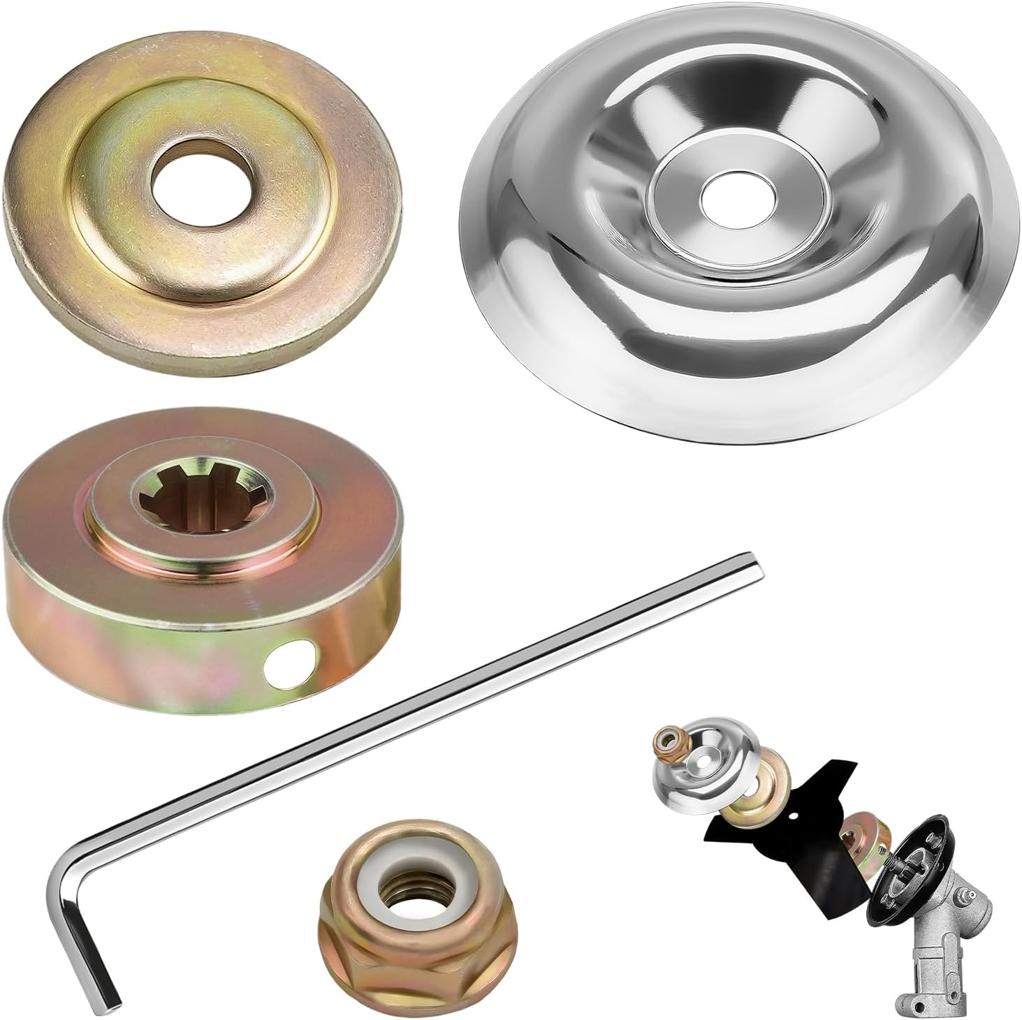 Zubehörset Für Freischneider (5-teilig): Muttern, Messerkasten, Ersatzteile Und Rasenmäheraufsätze. Zuverlässige Leistung, Robust Und Einfach Zu Montieren.