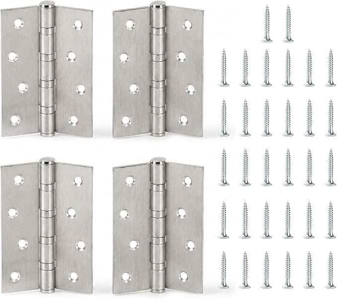 4 Stück Türscharniere, Edelstahlscharniere Kugelgelagerte Schrankscharniere, Scharniere Für Kleiderschranktüren, Gartenfenster-schubladenboxen-möbel (100 X 73 X 2 Mm)