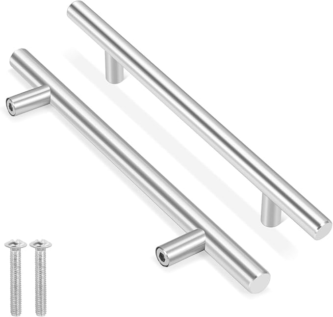Set Mit 2 Küchenschrankgriffen, Türgriffe Aus Edelstahl, Gebürsteter T-griff, Für Schrank-, Schubladen- Und Kleiderschranktüren (silber, 12 Mm × 96 Mm × 150 Mm)