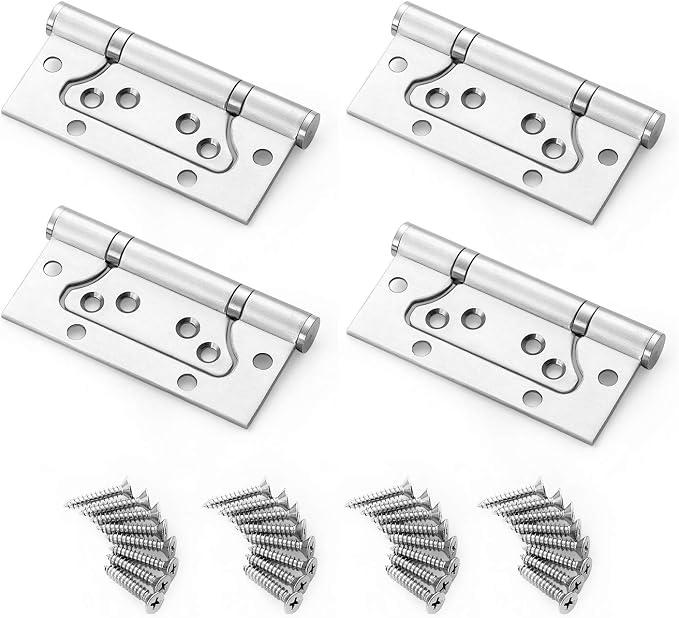 Türscharniere Aus Edelstahl, 4 Stück Kleine, Flächenbündige Scharniere Aus Robustem Edelstahl Mit Schrauben Für Schrankmöbel Und Heimwerkerprojekte, Geräuschloses Lager, 4 Zoll