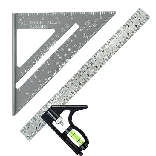 Zimmermannswinkel, 7-zoll-winkelwerkzeug Mit 12-zoll-winkellineal, Präzisions-metallzimmermannswerkzeug Für Die Holzbearbeitung, Schnellmesswinkel Mit Libelle.