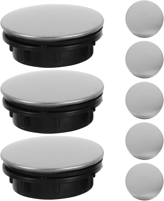 Merryhapy 8-teiliges Set Runder Spülbeckenabdeckungen Aus Edelstahl Und Pp, Silberne Armaturenlochabdeckung, Wasserdichter Schutz Für Küchenspülen Und Rohre