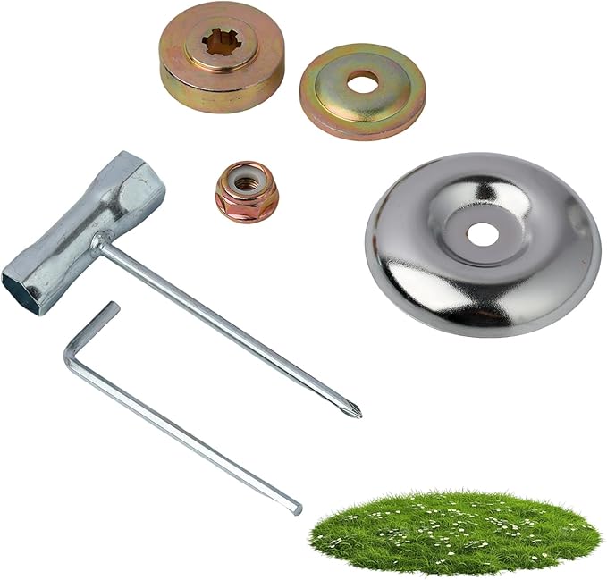 Universelles Rasenmäher- Und Freischneider-aufsatzset, 6-teiliges Set Mit Muttern, Klingen, Unterlegscheiben Und Schraubenschlüsseln, Zubehör Für Metallschneidköpfe, Kompatibel Mit Folgenden Modellen