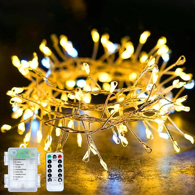 Batteriebetriebene Led-lichterkette, 6 M Mit 200 Leds, Für Den Innen- Und Außenbereich, 8 Kupferdrahtmodi, Wasserdichte Lichterkette Für Hochzeiten Und Geburtstagsfeiern.