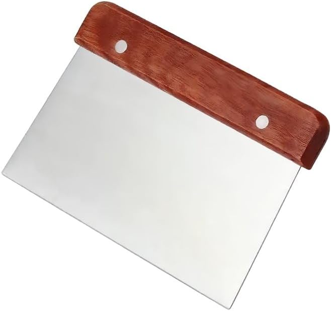 Hochwertiger Teigschaber Mit Holzgriff – Großer Teigschaber Aus Edelstahl, Ideal Für Gebäck, Pizza Und Brot – Maße: 95 X 133 Mm – Küchenutensil