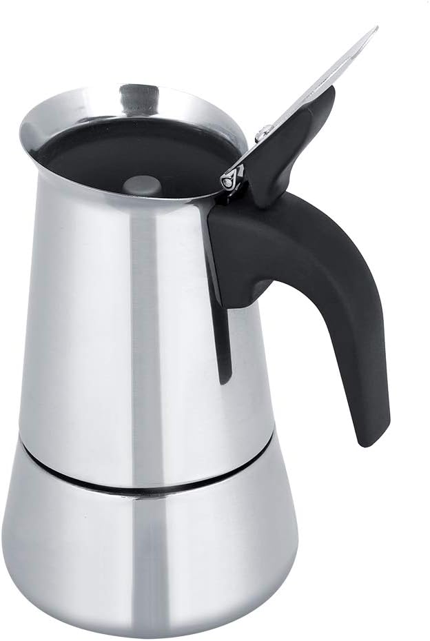 Italienische Kaffeemaschine, Espressokanne/mokakanne Aus Edelstahl Für 2/4/6/9 Tassen, Großes Fassungsvermögen, Tragbar Für Gas-, Herd- Und Induktionskochfelder (200 Ml)