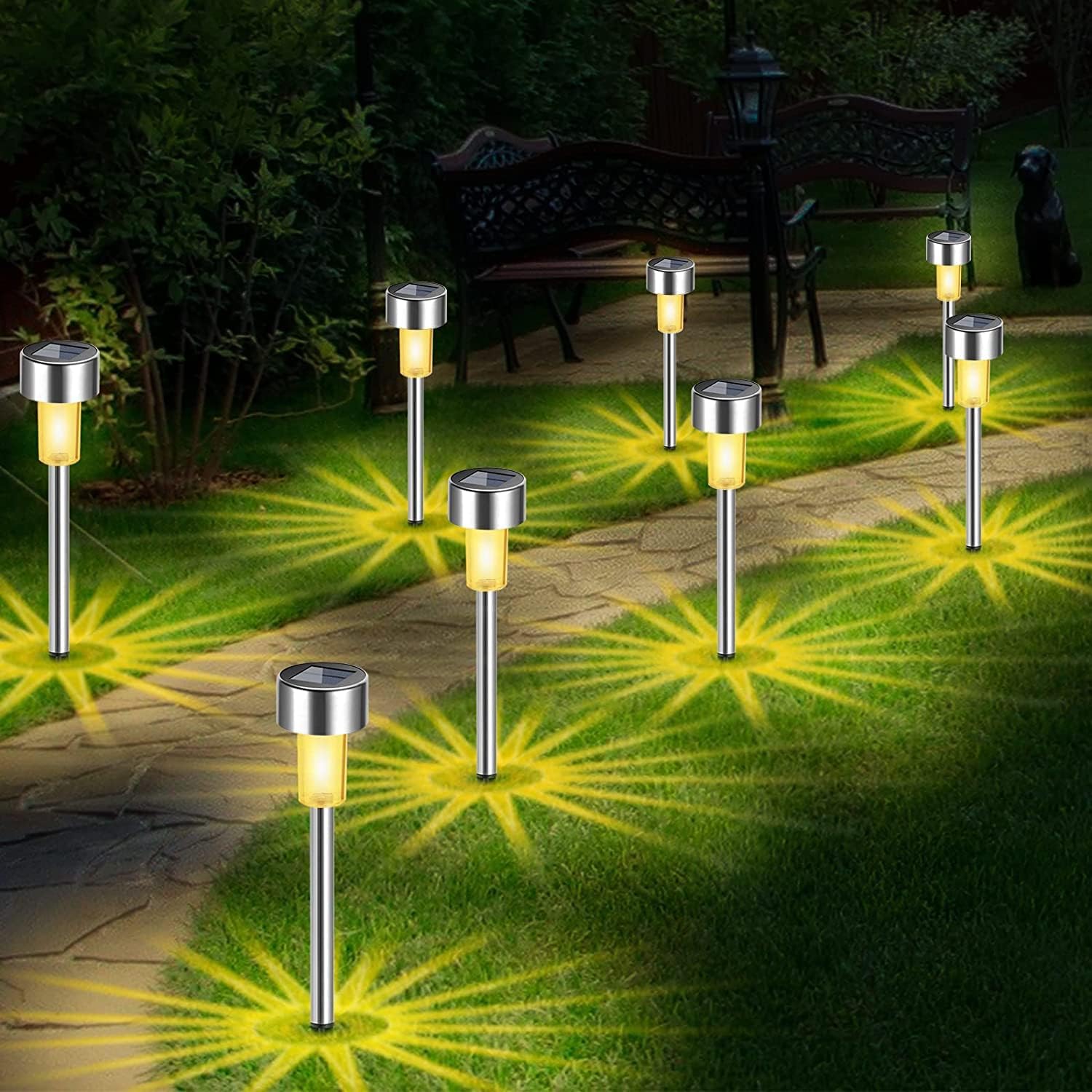 Solar-gartenleuchten, 8er-set Wasserdichte Solarleuchten Für Den Außenbereich Zur Beleuchtung Von Wegen, Gärten, Terrassen, Hochzeiten, Weihnachten Und Rasenflächen. Ideal Zur Dekoration Von Wegen, Te