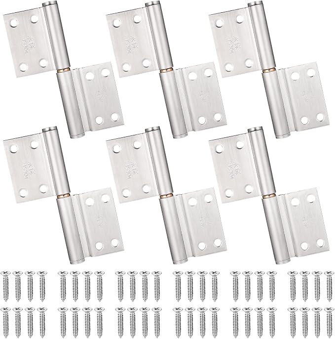 Zocipro 6-teiliges Edelstahl-schranktürscharnier Mit Schrauben, Scharniere Für Innen- Und Außenfalttüren, Möbelscharniere Für Kleiderschränke, Schlafzimmer, Fenster Und Schränke