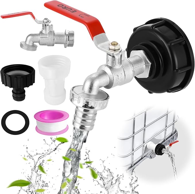1000-liter-ibc-tankhahn, S60x6 3/4-zoll-adapter Aus Messing/aluminium, Kugelhahn Für Regenwassertanks, Zubehör Für Gartentanks, Ibc-ablaufanschluss