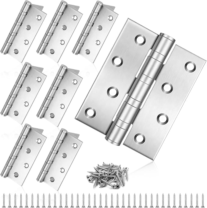 8 Stück Edelstahl-schranktürscharniere Mit Schrauben, Schraubscharniere Mit Klappbaren Kugellagern, Robuste Scharniere Für Fenster, Schranktüren Und Gartentore (silber)