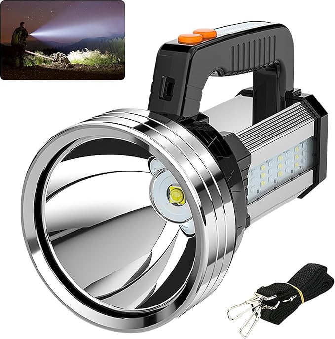 Masmejor Ultra-leistungsstarke Wiederaufladbare Led-taschenlampe, 10000-mah-akku, 2000 Lumen, 800 M Leuchtweite, 6 Leuchtmodi, Ipx4 Wasserdicht, Extrem Portabel Für Camping, Radfahren Und Wandern
