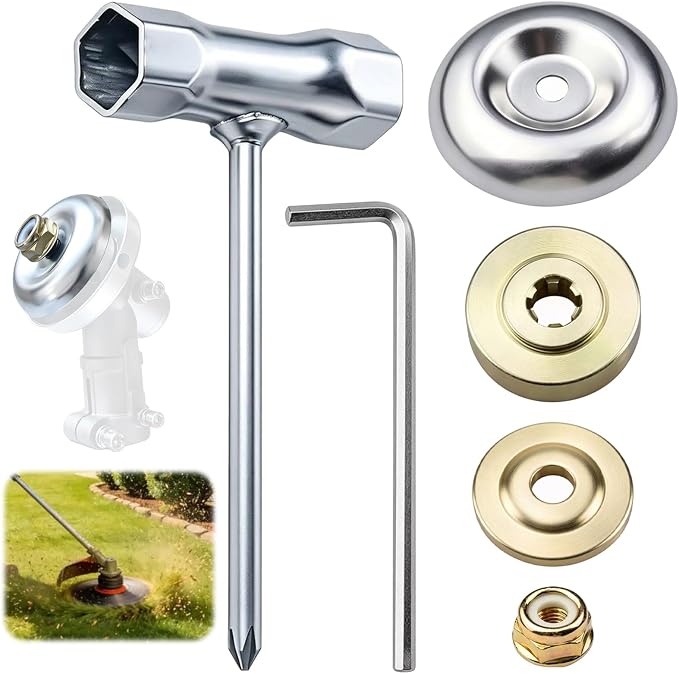6-teiliges Universal-freischneiderkopf-set Mit Klingenmutter, Metallbürste Und Zubehör Für Rasenmäher Und Trimmer