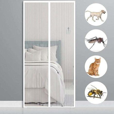 Magnetischer Fliegengittervorhang 150 X 220 Cm (59 X 87 Zoll), Moskitonetz Für Innentüren, Terrasse Oder Flur, Weiß
