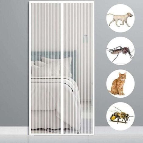 Magnetischer Moskitonetzvorhang 150 X 220 Cm, Weiß, Für Vorder- Oder Terrassentüren