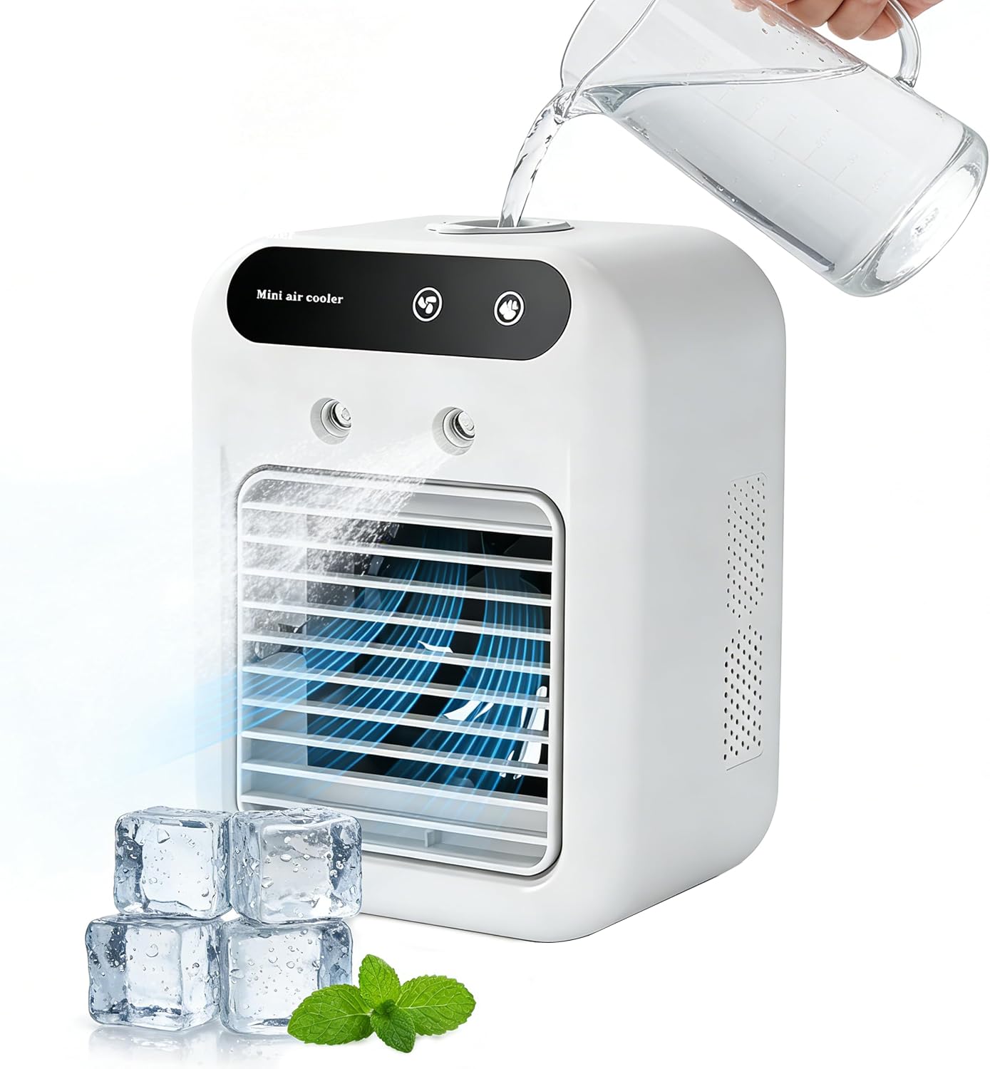 Mobile Klimaanlage, Bwaliffury Mini-tragbare Klimaanlage 3 In 1, Leiser Raumventilator, Tischventilator Und Luftbefeuchter, 2 Geschwindigkeitsstufen, Geeignet Für Camping, Schlafzimmer Und Büro