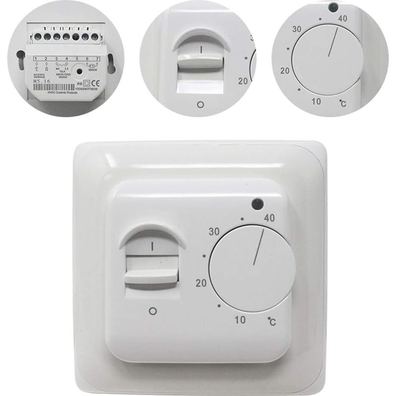Manueller Mechanischer Thermostat Für Elektrische Fußbodenheizung, Integrierter Sensor, 220 V Wechselstrom, 16 A, Fußbodenheizungsregler, Energieklasse A+++