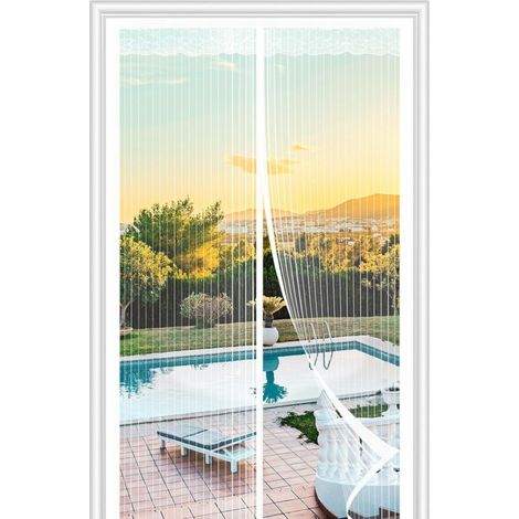 Magnetisches Moskitonetz Für Türen Oder Fenster, 120 X 210 Cm, Fliegengitter Mit Magnetverschluss, Kein Bohren Erforderlich, Für Außentüren, Balkone, Wohnmobile Und Terrassen – Weiß