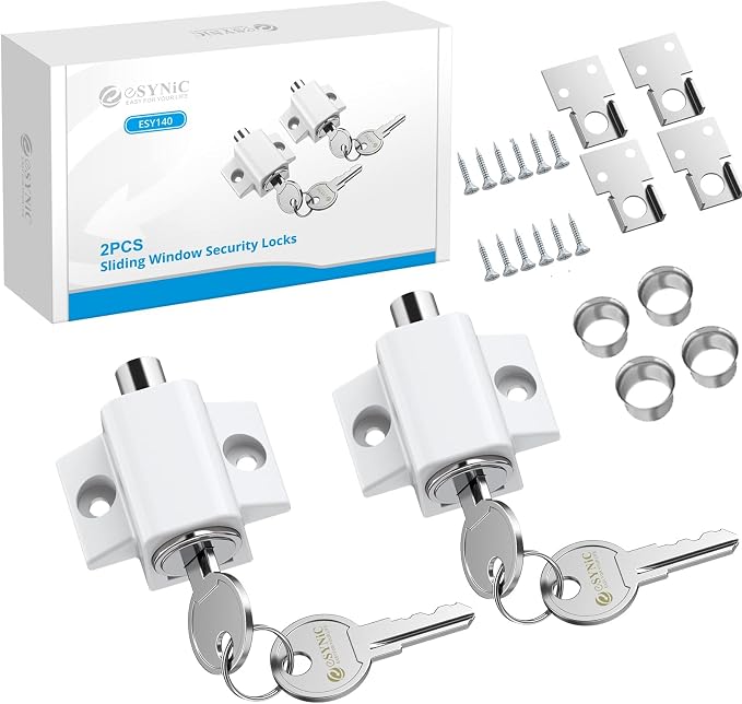 Esynic 2er-pack Professionelle Schiebetürschlösser Für Terrassenschiebetüren – Robustes Sicherheitsschloss – Weiß – Ideal Für Die Sicherheit Ihres Zuhauses